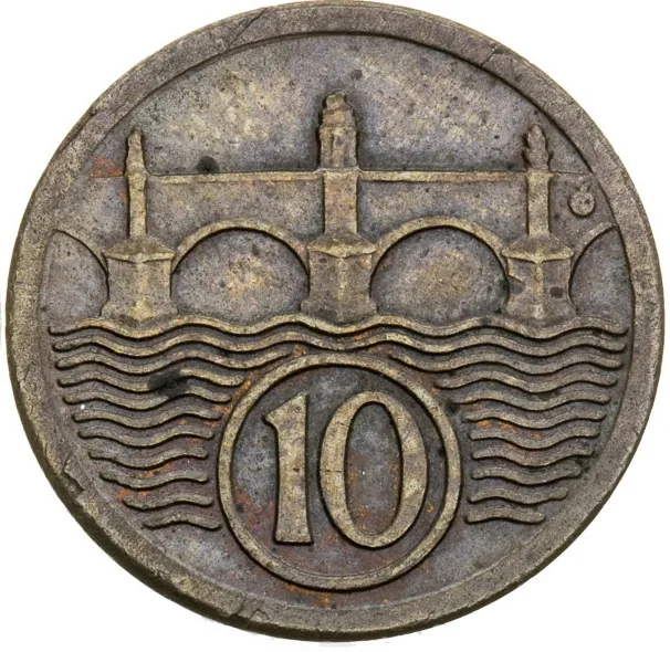 10 Haléřů – Zkušební ražba (Bronz) - rub