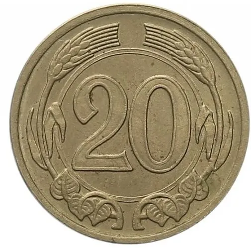 20 Haléřů – Zkušební ražba - rub