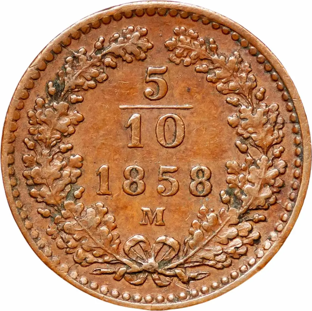 5/10 Krejcar (Půlkrejcar) - rub