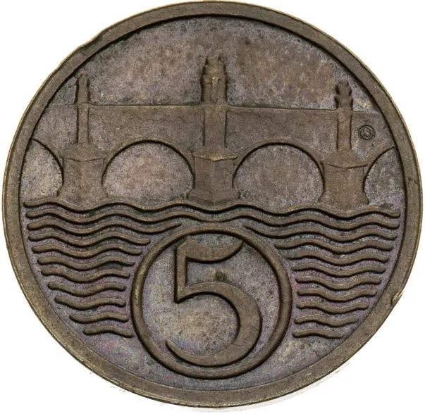 5 Haléřů – Zkušební ražba (Bronz) - rub