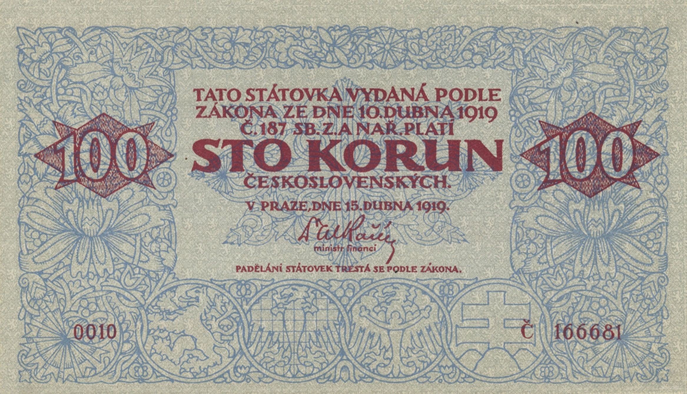 100 Kč – Alfons Mucha (I. emise)