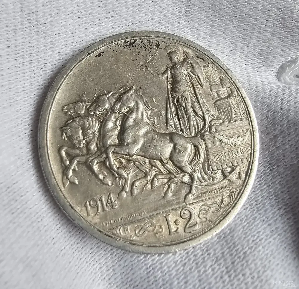 Itálie 2 Lira 1914 - Quadriga Briosa
