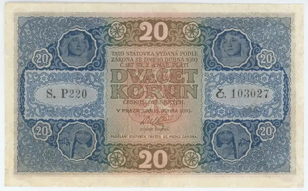 20 Kč – I. Emise (Alfons Mucha)