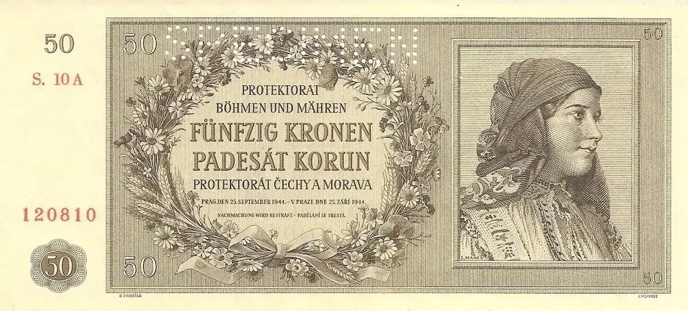 50 Korun 1944 – Dívka v kroji (Josef Mánes)