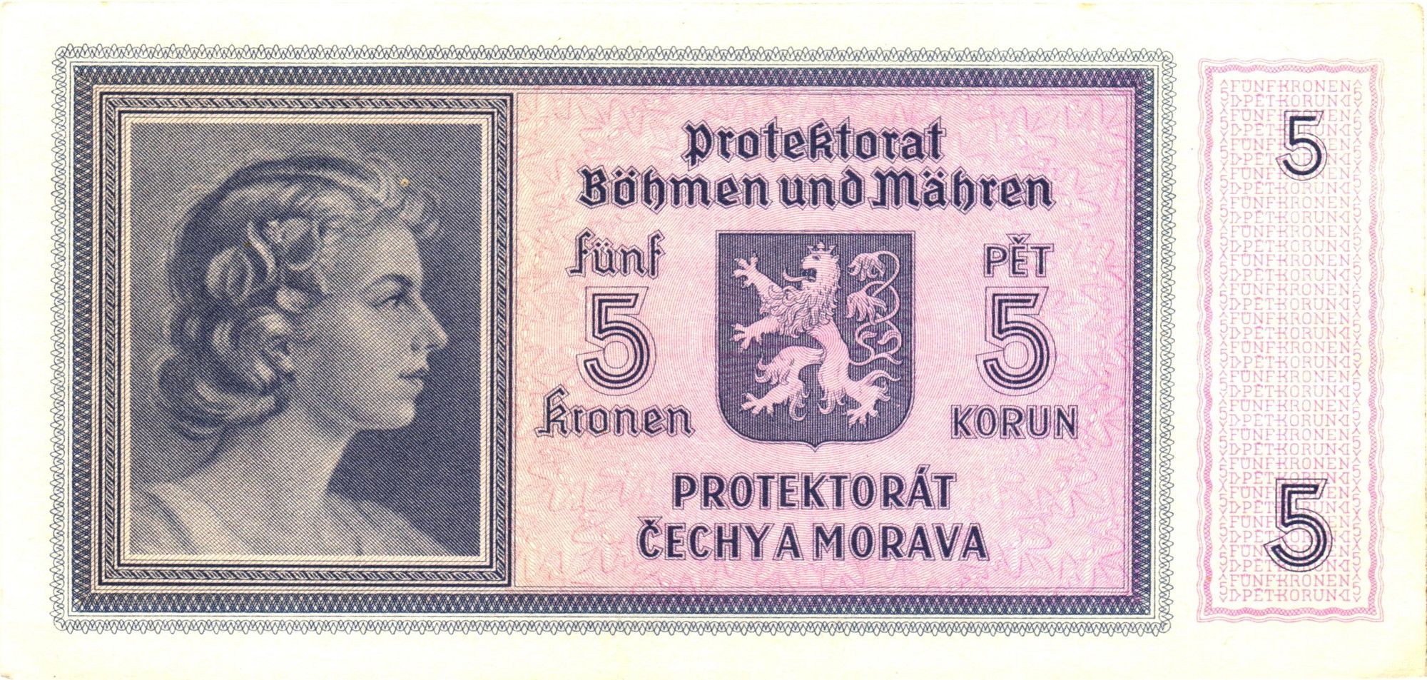 5 Korun 1940 – Modrá dívka